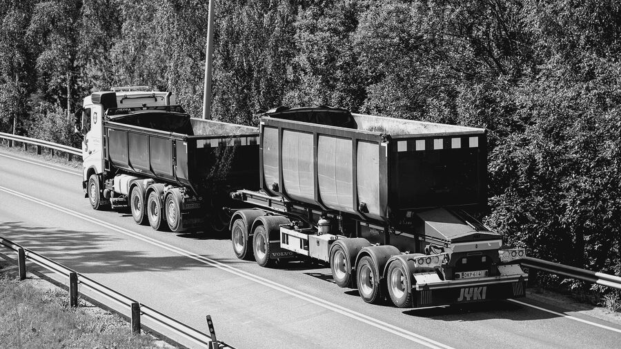 Dump trailers on a highway haul